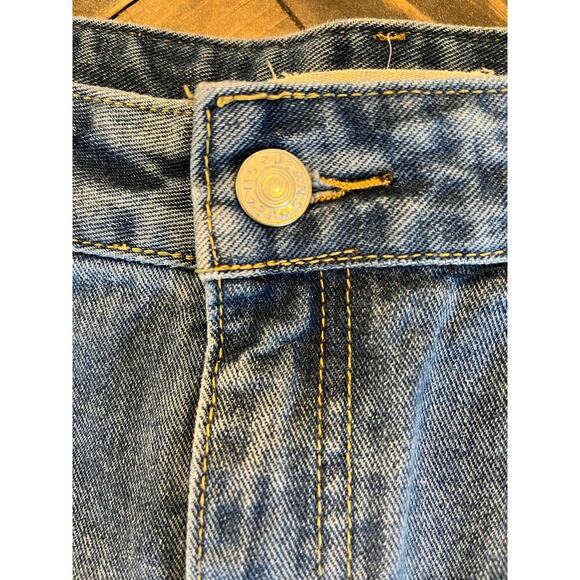 En Creme Denim Blue Jean Skirt Large Raw Hem Distressed Western Concert Festival - Picture 6 of 8